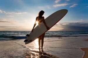 A Girl with a Surfboard